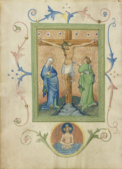 The Crucifixion from the Collegium Ducale missal by Master of the Kremnitz Stadtbuch